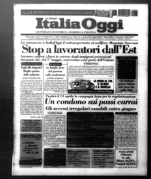 Italia oggi : quotidiano di economia finanza e politica